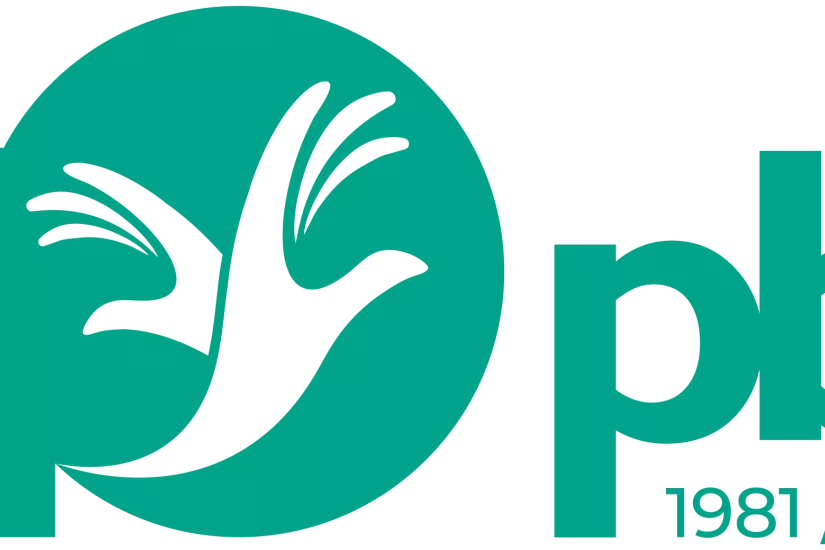 Logo 40 PBI, 1981-2021. Grønn tekst på hvit bakgrunn